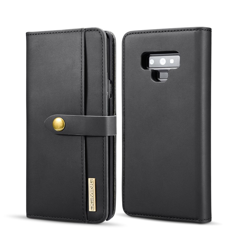 DG.MING Detachable 2-in-1 Split Leather Wallet Shell + PC Back Case for Samsung Galaxy Note9 SM-N960 - Black-1