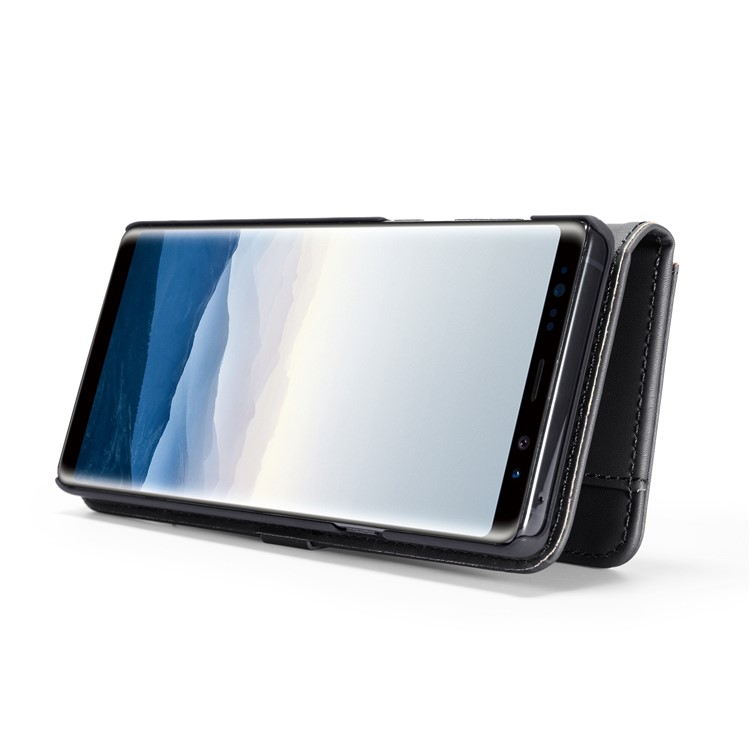 DG.MING Detachable 2-in-1 Split Leather Wallet Shell + PC Back Case for Samsung Galaxy Note9 SM-N960 - Black-10