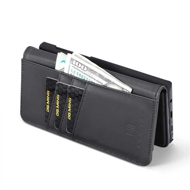 DG.MING Detachable 2-in-1 Split Leather Wallet Shell + PC Back Case for Samsung Galaxy Note9 SM-N960 - Black-12