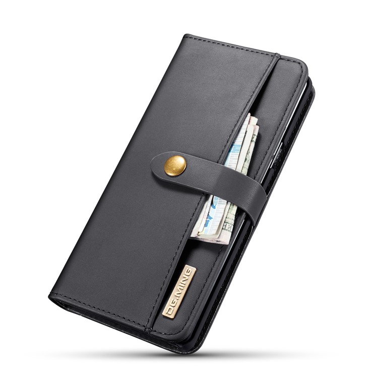 DG.MING Detachable 2-in-1 Split Leather Wallet Shell + PC Back Case for Samsung Galaxy Note9 SM-N960 - Black-14