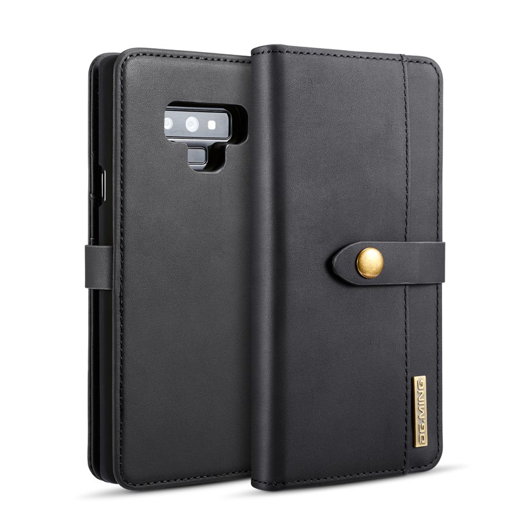 DG.MING Detachable 2-in-1 Split Leather Wallet Shell + PC Back Case for Samsung Galaxy Note9 SM-N960 - Black-2