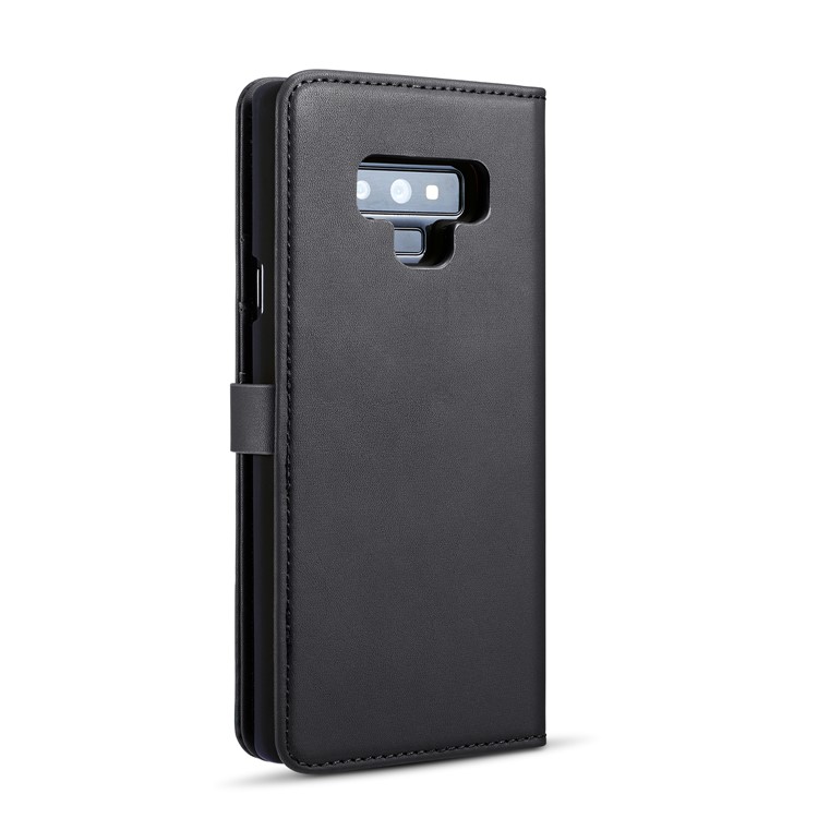 DG.MING Detachable 2-in-1 Split Leather Wallet Shell + PC Back Case for Samsung Galaxy Note9 SM-N960 - Black-4