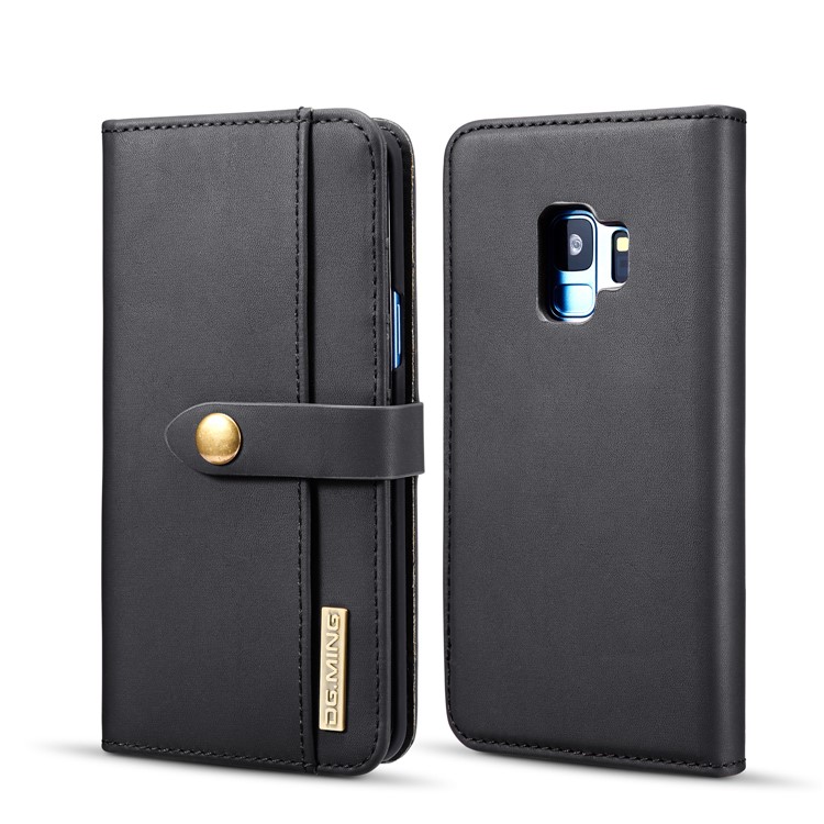 DG.MING for Samsung Galaxy S9 G960 Detachable 2 in 1 Split Leather Wallet Phone Case - Black-1