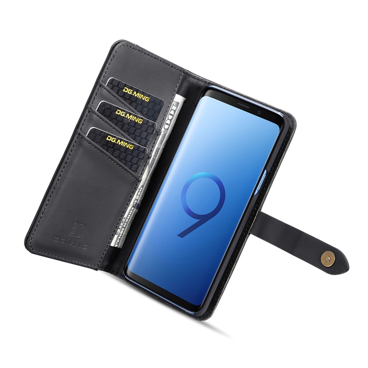 DG.MING for Samsung Galaxy S9 G960 Detachable 2 in 1 Split Leather Wallet Phone Case - Black-11