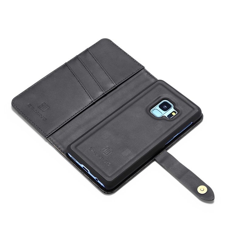 DG.MING for Samsung Galaxy S9 G960 Detachable 2 in 1 Split Leather Wallet Phone Case - Black-8