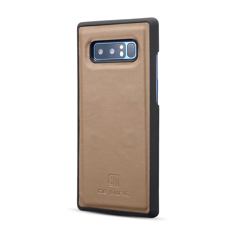 DG.MING Detachable 2-in-1 Split Leather Wallet + Plastic Back Case for Samsung Galaxy Note 8 SM-N950 - Brown-7