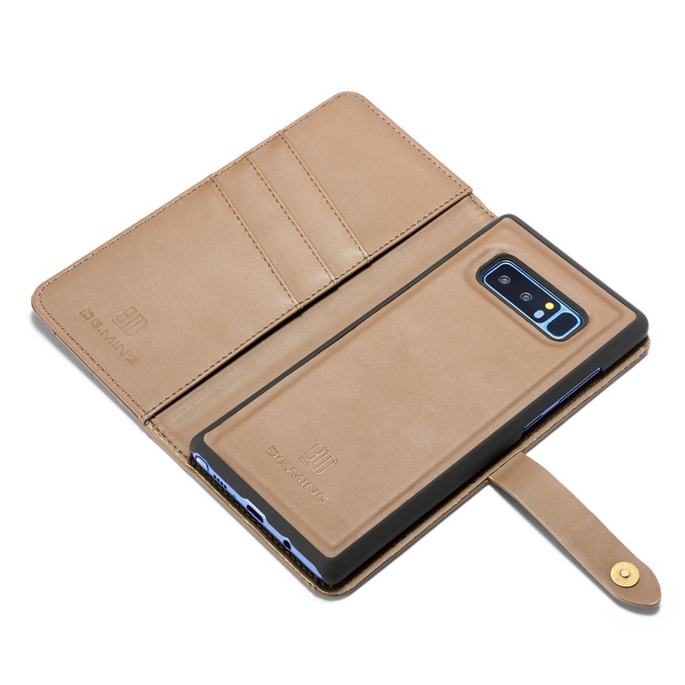 DG.MING Detachable 2-in-1 Split Leather Wallet + Plastic Back Case for Samsung Galaxy Note 8 SM-N950 - Brown-8