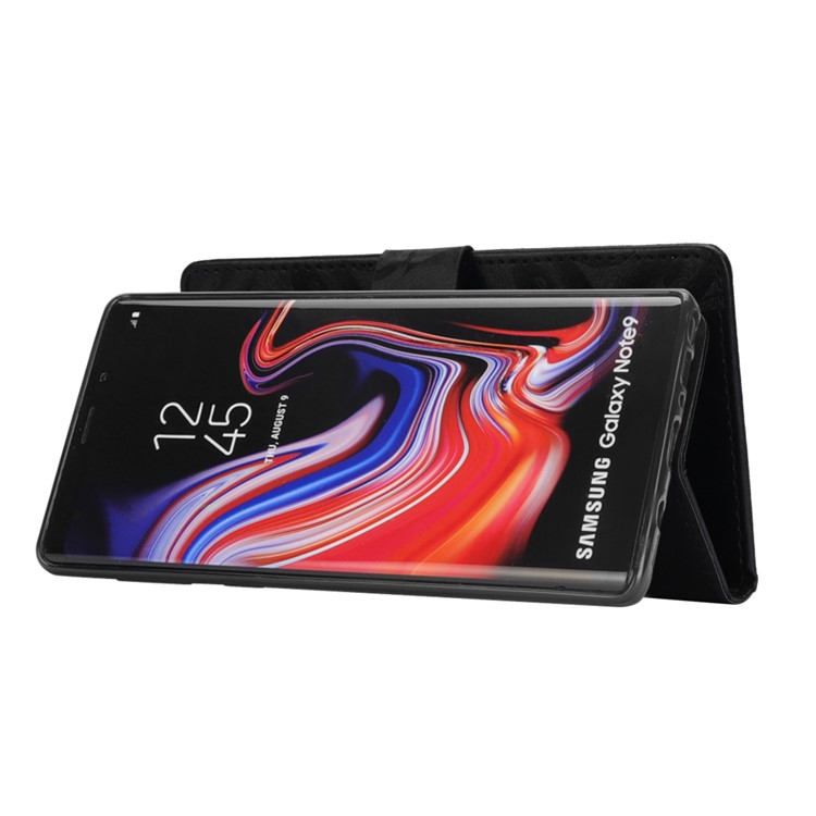 Double Heart Hourglass Quicksand Leather Wallet Case for Samsung Galaxy Note9 N960 - Black-6