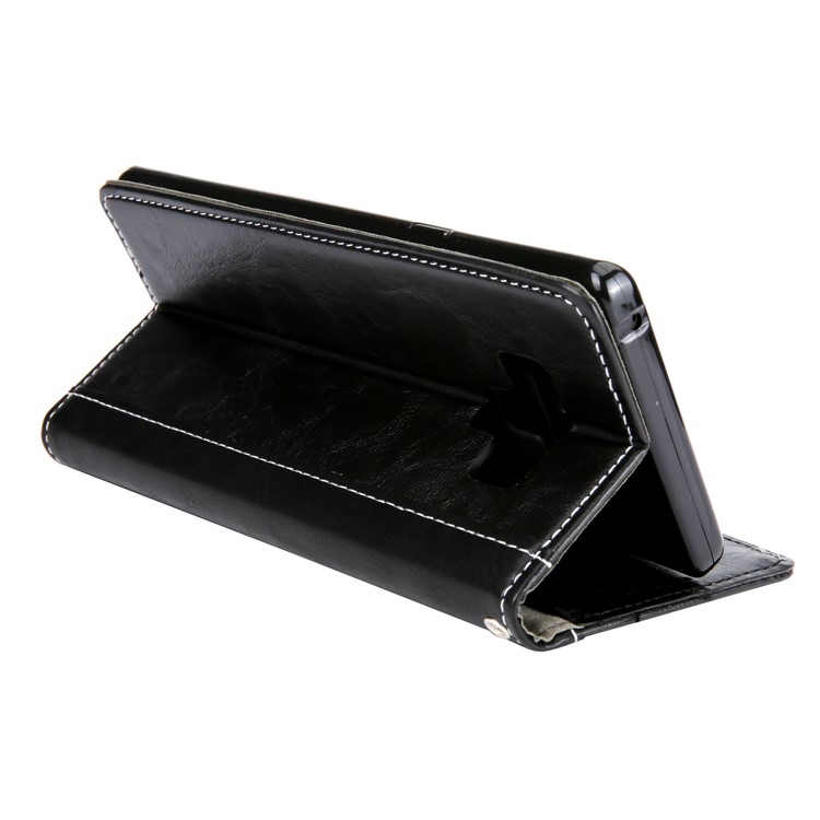 Stitching Leather Wallet Case with Stand for Samsung Galaxy Note9 SM-N960 - All Black-3