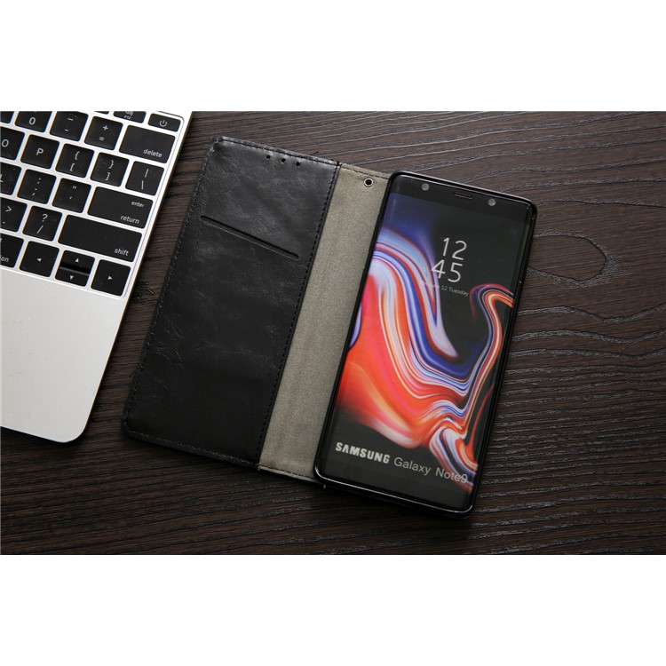 Stitching Leather Wallet Case with Stand for Samsung Galaxy Note9 SM-N960 - All Black-7