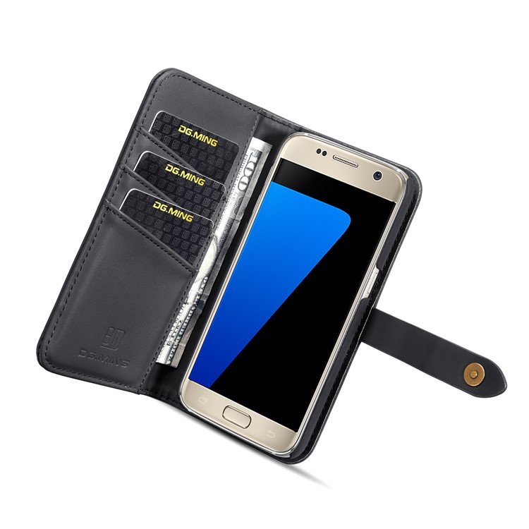 DG.MING Detachable Split Leather Wallet Casing + PC Back 2-in-1 Cover for Samsung Galaxy S7 SM-G930 - Black-10