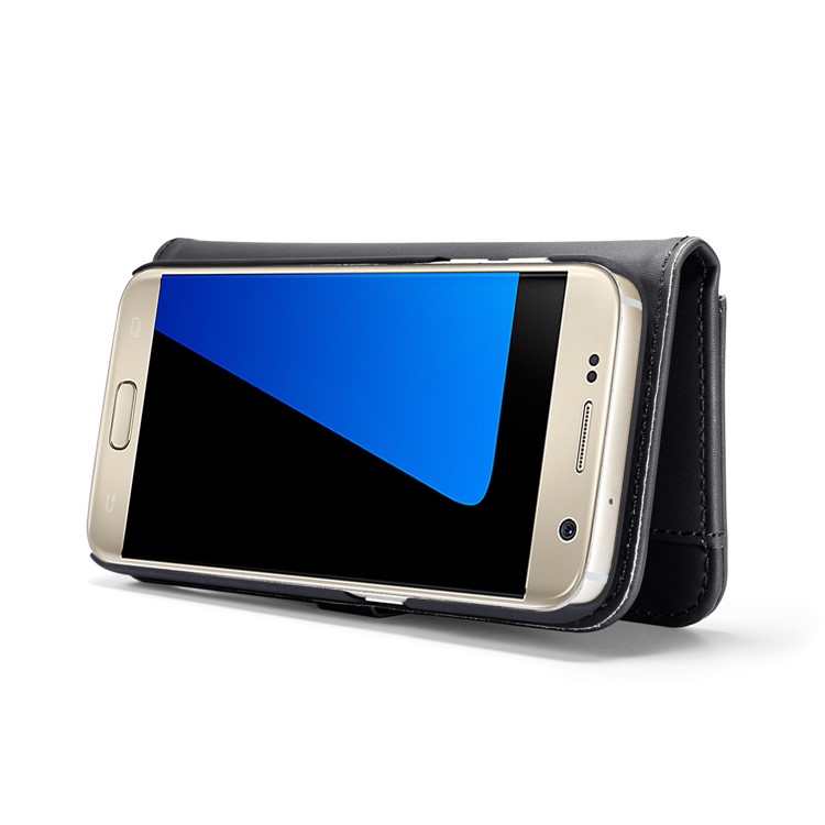 DG.MING Detachable Split Leather Wallet Casing + PC Back 2-in-1 Cover for Samsung Galaxy S7 SM-G930 - Black-9