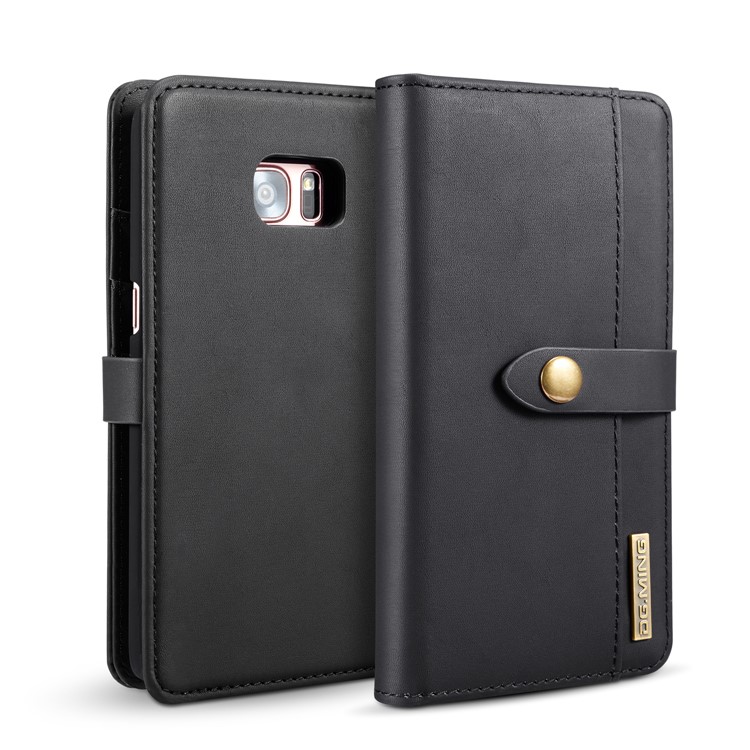 DG.MING for Samsung Galaxy S7 edge SM-G935 Detachable 2 in 1 Split Leather Wallet Protection Case - Black-1