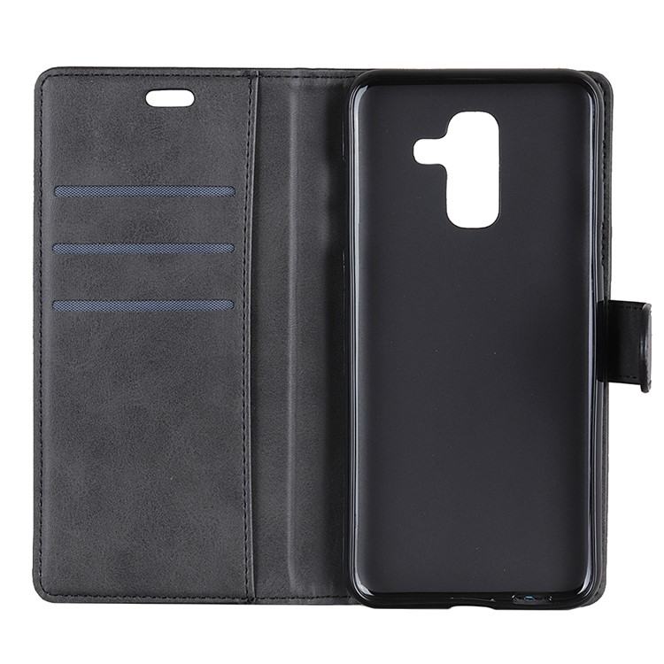 For Samsung Galaxy A6+ (2018) / A9 Star Lite Matte PU Leather Wallet Stand Phone Casing - Black-8