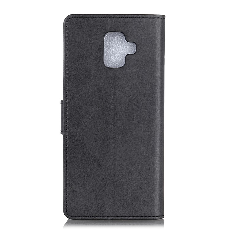 For Samsung Galaxy A6 (2018) Matte PU Leather Wallet Stand Protective Cover - Black-7