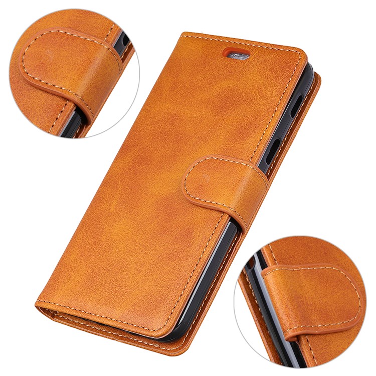 For Samsung Galaxy A6 (2018) Matte PU Leather Wallet Stand Phone Case Cover - Brown-3