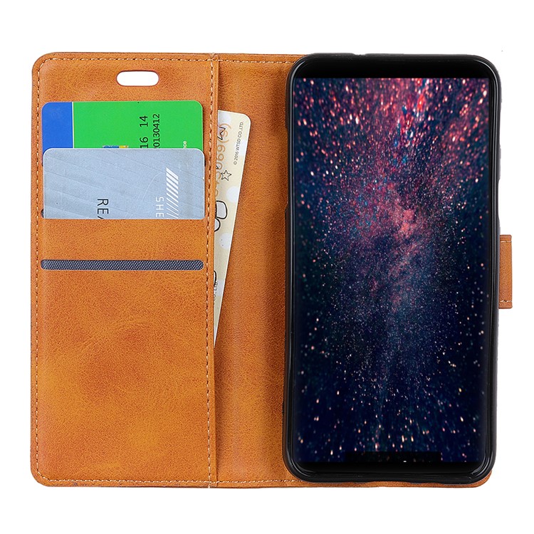 For Samsung Galaxy A6 (2018) Matte PU Leather Wallet Stand Phone Case Cover - Brown-4