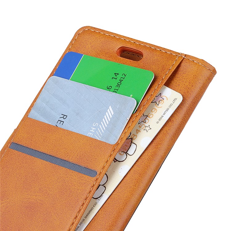 For Samsung Galaxy A6 (2018) Matte PU Leather Wallet Stand Phone Case Cover - Brown-5