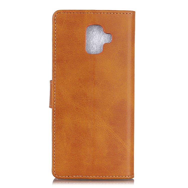 For Samsung Galaxy A6 (2018) Matte PU Leather Wallet Stand Phone Case Cover - Brown-7