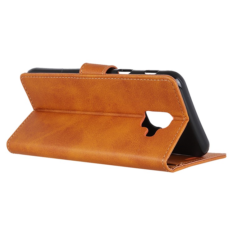 For Samsung Galaxy A6 (2018) Matte PU Leather Wallet Stand Phone Case Cover - Brown-9