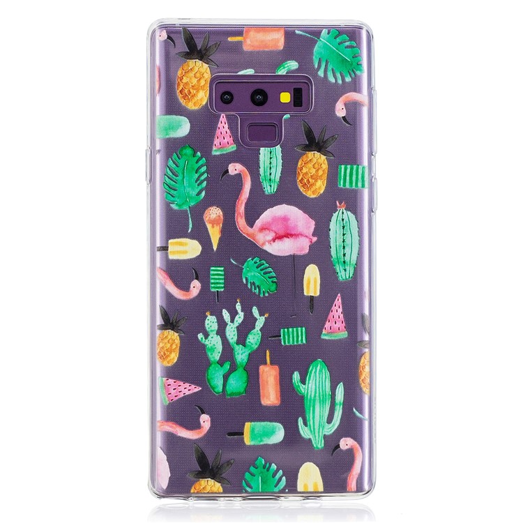 Pattern Printing Soft TPU Protective Case for Samsung Galaxy Note9 N960 - Flamingo and Cactus-1