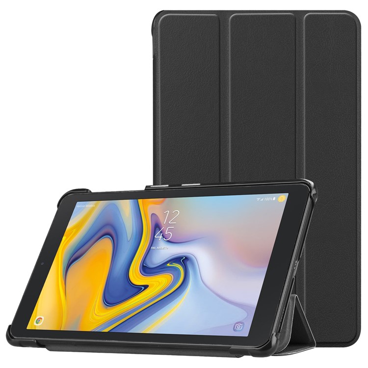 Tri-fold Stand PU Leather Auto wake/sleep Protector Case for Samsung Galaxy Tab A 8.0 (2018) T387 - Black-1