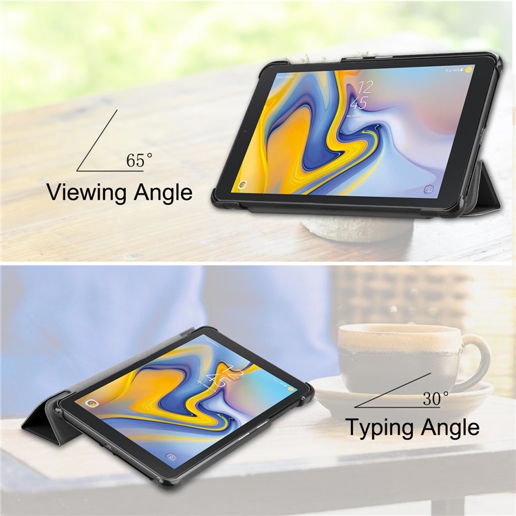 Tri-fold Stand PU Leather Auto wake/sleep Protector Case for Samsung Galaxy Tab A 8.0 (2018) T387 - Black-5