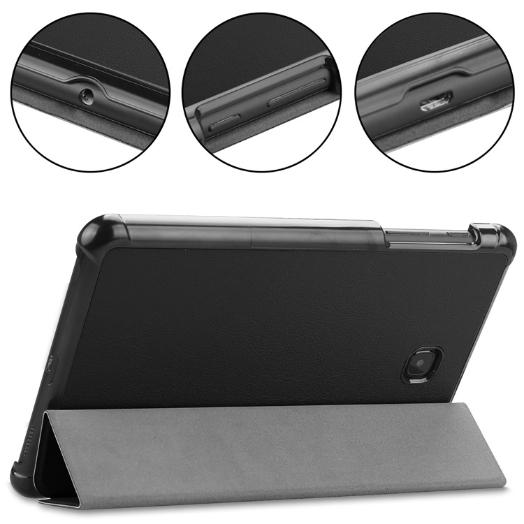 Tri-fold Stand PU Leather Auto wake/sleep Protector Case for Samsung Galaxy Tab A 8.0 (2018) T387 - Black-7