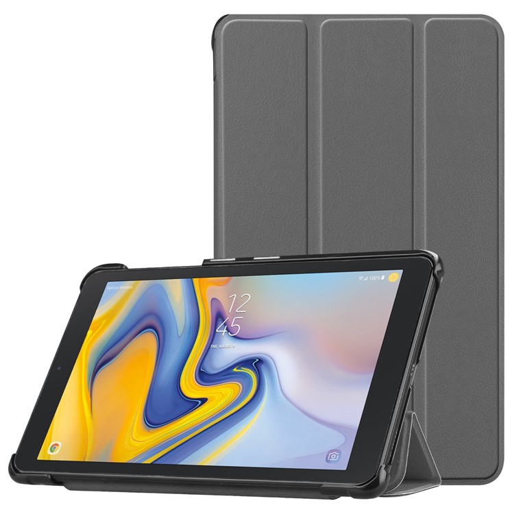 

Три Раза Стойка PU Кожа Автоматический След / Сна Защиты Оболочки Для Samsung Galaxy Tab 8,0 (2018) T387 - Серый, Galaxy Tab A 8.0 (2018)