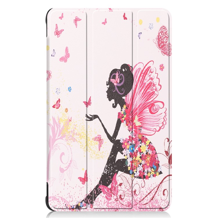 Tri-fold Stand Pattern Printing Leather Auto-Wake / Sleep Tablet Folio Cover for Samsung Galaxy Tab A 8.0 (2018) T387 - Flowered Girl with Wings-2
