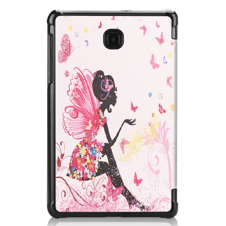 Tri-fold Stand Pattern Printing Leather Auto-Wake / Sleep Tablet Folio Cover for Samsung Galaxy Tab A 8.0 (2018) T387 - Flowered Girl with Wings-3