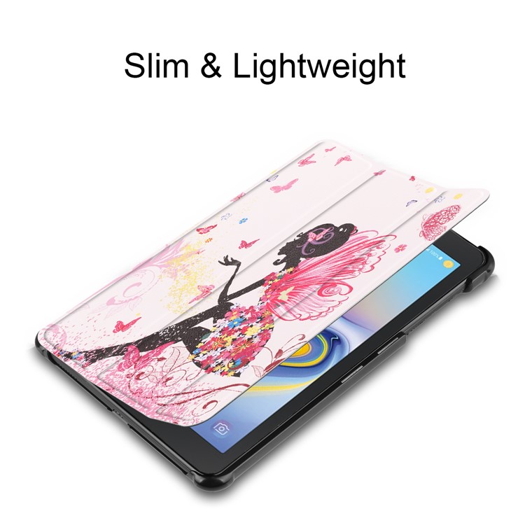 Tri-fold Stand Pattern Printing Leather Auto-Wake / Sleep Tablet Folio Cover for Samsung Galaxy Tab A 8.0 (2018) T387 - Flowered Girl with Wings-4