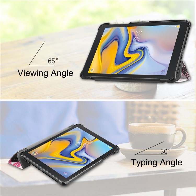 Tri-fold Stand Pattern Printing Leather Auto-Wake / Sleep Tablet Folio Cover for Samsung Galaxy Tab A 8.0 (2018) T387 - Flowered Girl with Wings-5