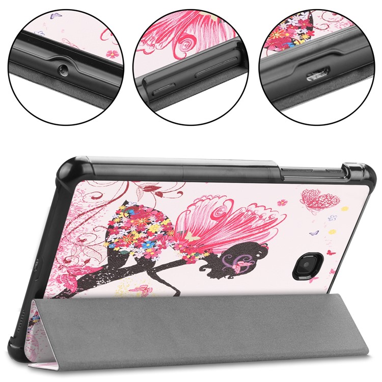 Tri-fold Stand Pattern Printing Leather Auto-Wake / Sleep Tablet Folio Cover for Samsung Galaxy Tab A 8.0 (2018) T387 - Flowered Girl with Wings-7