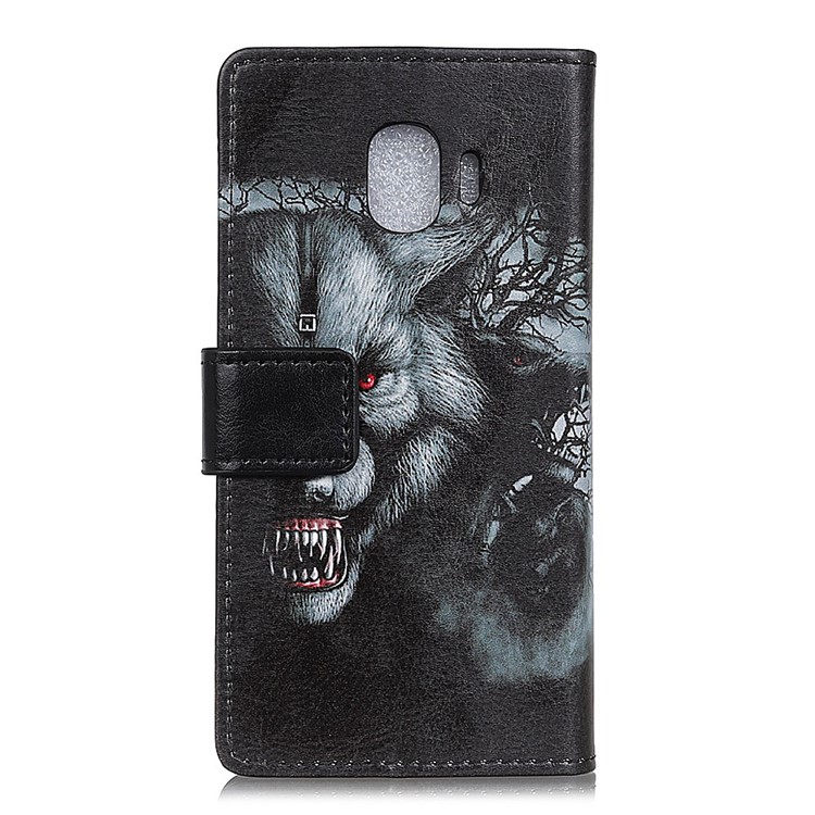 Pattern Printing Stand Leather Wallet Mobile Case for Samsung Galaxy J2 Core - Fierce Wolf-2