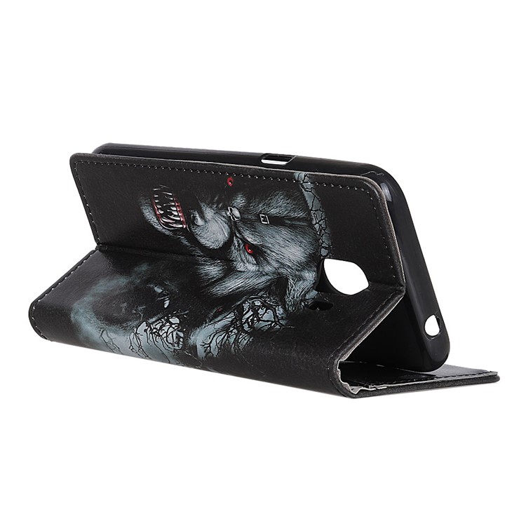 Pattern Printing Stand Leather Wallet Mobile Case for Samsung Galaxy J2 Core - Fierce Wolf-4