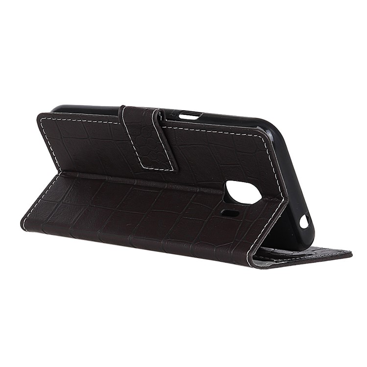 For Samsung Galaxy J2 Core Crocodile Texture PU Leather Phone Case (Magnetic, Stand, Wallet) - Black-4