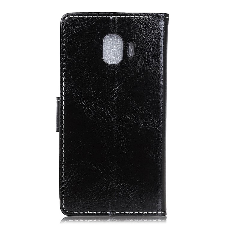 Crazy Horse Leather Wallet Case for Samsung Galaxy J2 Core - Black-2