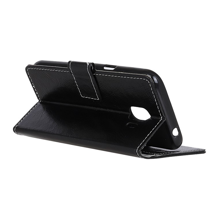 Crazy Horse Leather Wallet Case for Samsung Galaxy J2 Core - Black-4