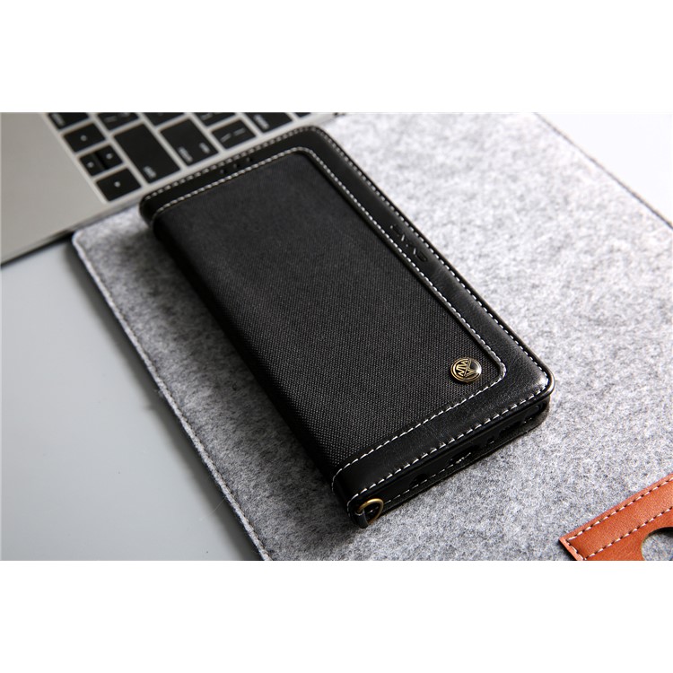CMAI2 Jeans Cloth PU Leather Wallet Case with Hand Strap for Samsung Galaxy Note9 N960 - Black-15