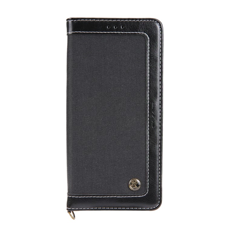 CMAI2 Jeans Cloth PU Leather Wallet Case with Hand Strap for Samsung Galaxy Note9 N960 - Black-4