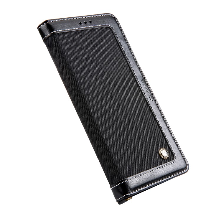 CMAI2 Jeans Cloth PU Leather Wallet Case with Hand Strap for Samsung Galaxy Note9 N960 - Black-5