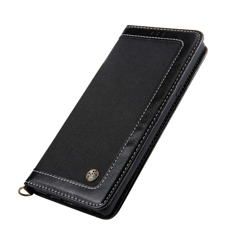 CMAI2 Jeans Cloth PU Leather Wallet Case with Hand Strap for Samsung Galaxy Note9 N960 - Black-6