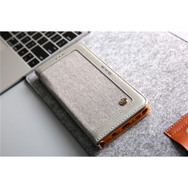 Cmai2 Jeans Tela PU Cuero Billetera Cubierta Con Correa De Mano Para Samsung Galaxy Note9 N960 - Gris-16