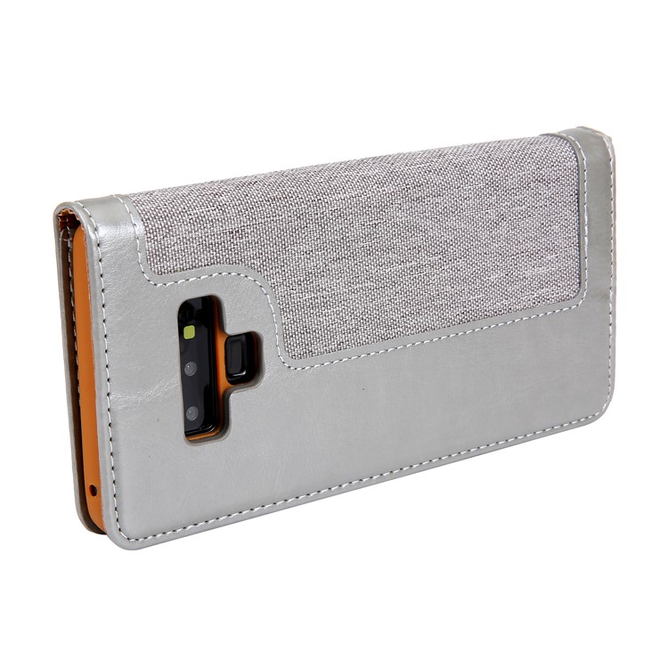 Cmai2 Jeans Tela PU Cuero Billetera Cubierta Con Correa De Mano Para Samsung Galaxy Note9 N960 - Gris-7