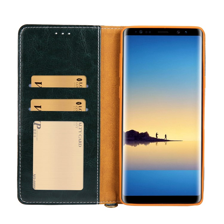 CMAI2 Vaqueros Paño PU Cuero Billetera Con Correa De Mano Para Samsung Galaxy Note9 N960 - Verde-10