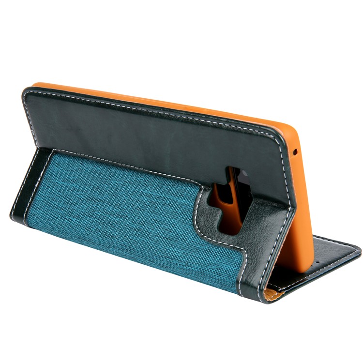 CMAI2 Vaqueros Paño PU Cuero Billetera Con Correa De Mano Para Samsung Galaxy Note9 N960 - Verde-11