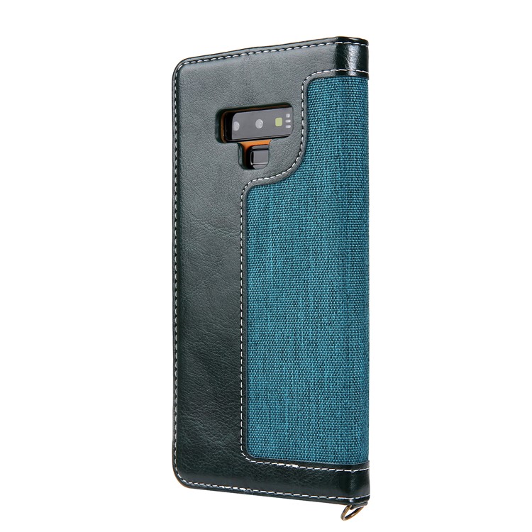 CMAI2 Vaqueros Paño PU Cuero Billetera Con Correa De Mano Para Samsung Galaxy Note9 N960 - Verde-3