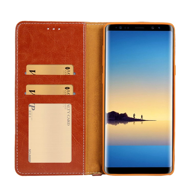Cmai2 Jeans Paño PU Cuero Billetera Carcasa Con Correa De Mano Para Samsung Galaxy Note9 N960 - Azul / Marrón-10