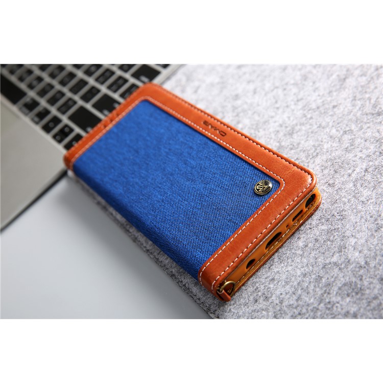 Cmai2 Jeans Paño PU Cuero Billetera Carcasa Con Correa De Mano Para Samsung Galaxy Note9 N960 - Azul / Marrón-15